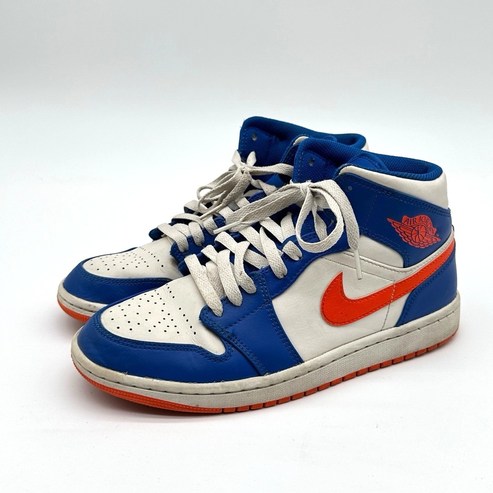 Nike Air Jordan 1 Mid Knicks 2022‎ Blue Orange Mens US 7.5 FD1029-400 Streetwear